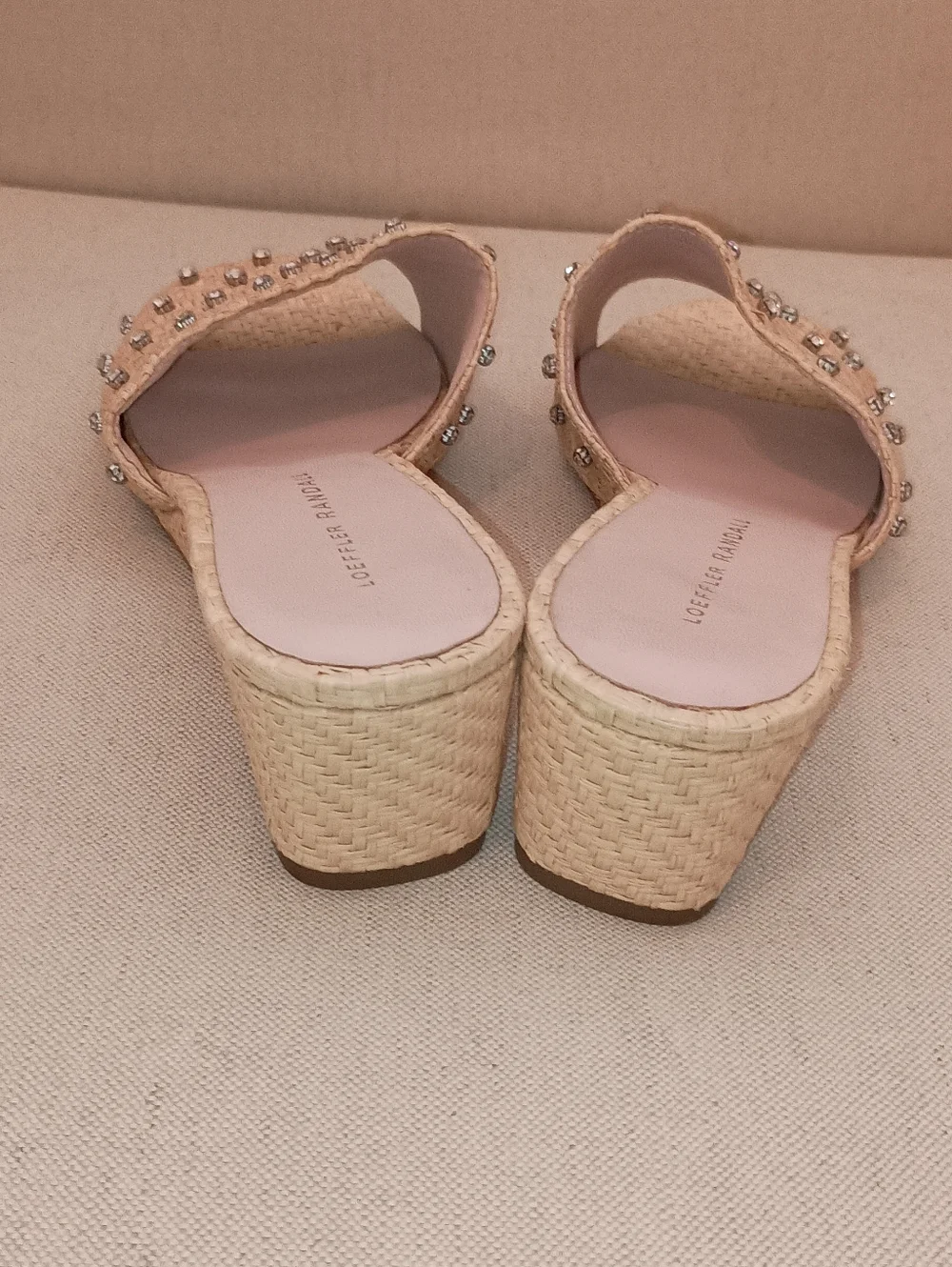 Loeffler Randal Twilly Wedge Slides Natural Straw Raffia Size 8.5 - Picture 11 of 13